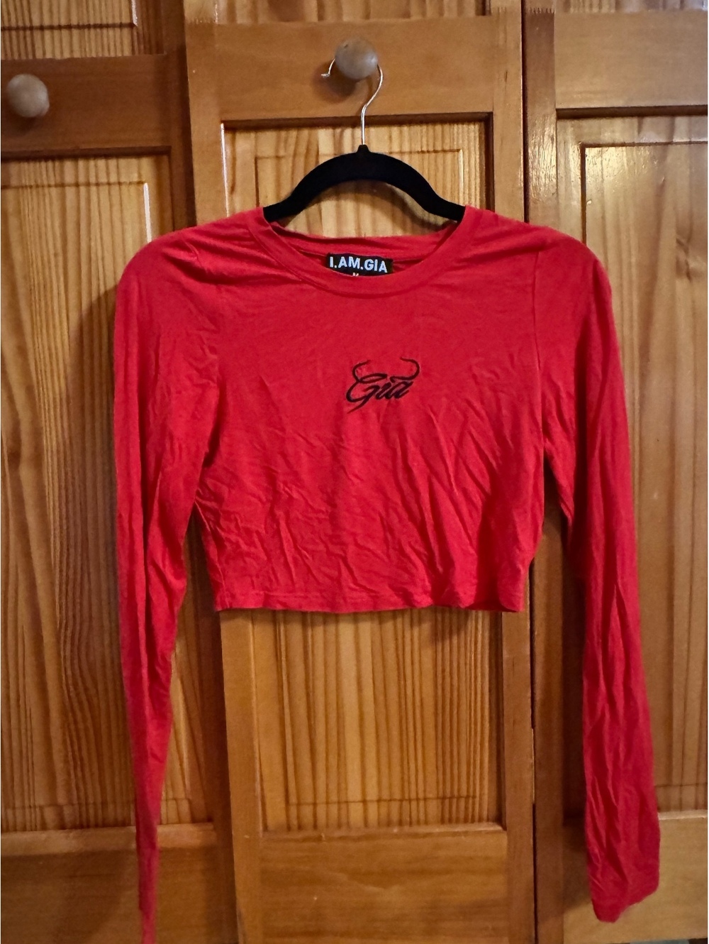 I.AM.GIA red long sleeve crop top